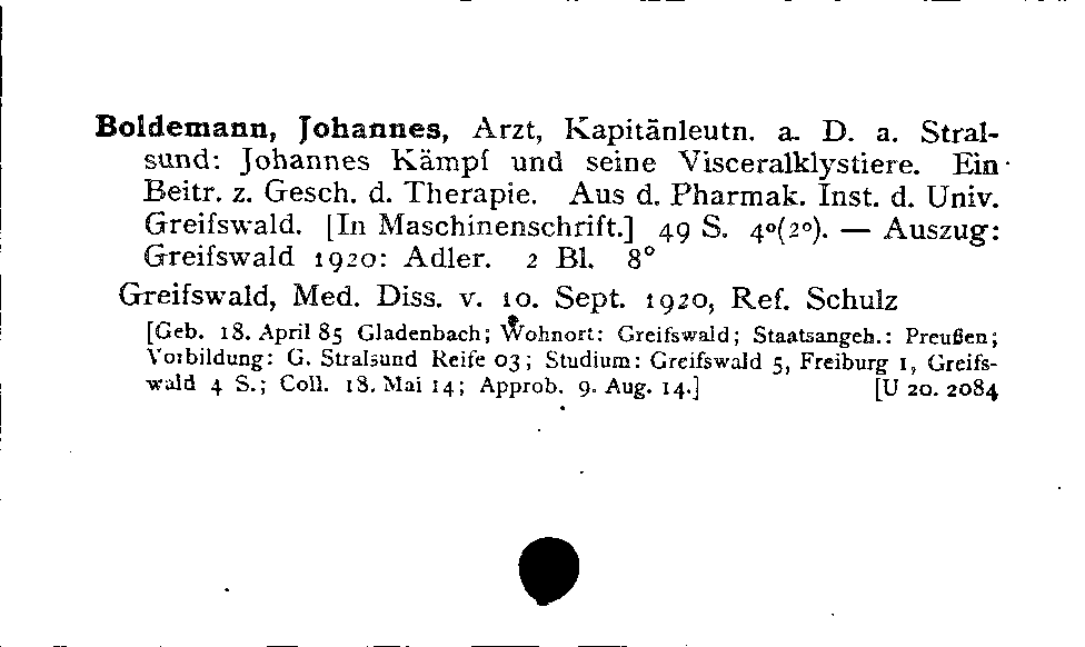 [Katalogkarte Dissertationenkatalog bis 1980]