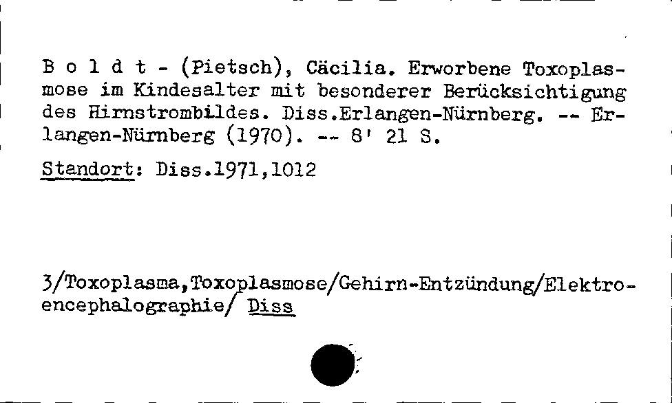 [Katalogkarte Dissertationenkatalog bis 1980]