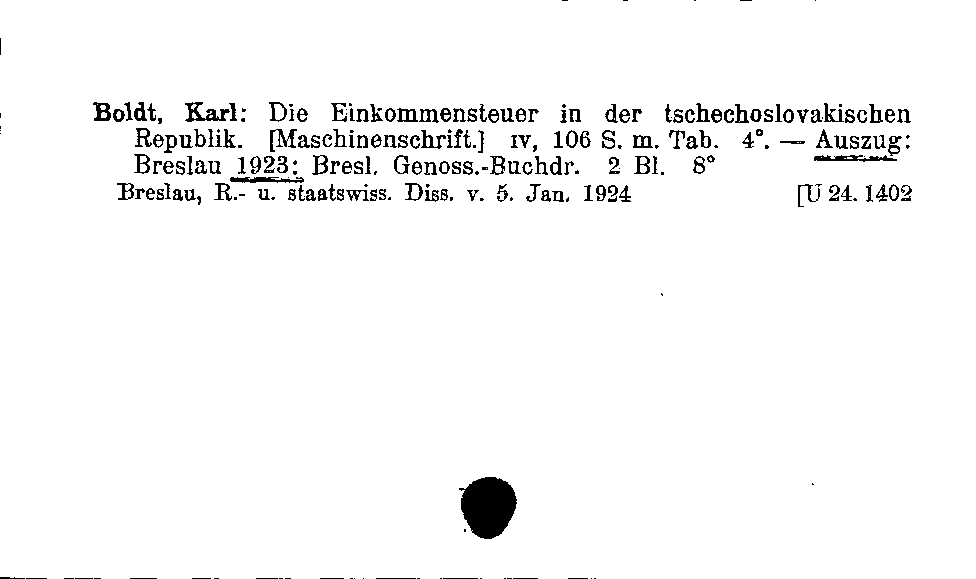 [Katalogkarte Dissertationenkatalog bis 1980]