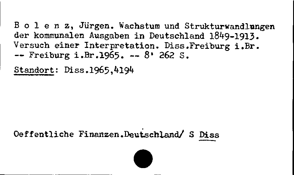 [Katalogkarte Dissertationenkatalog bis 1980]