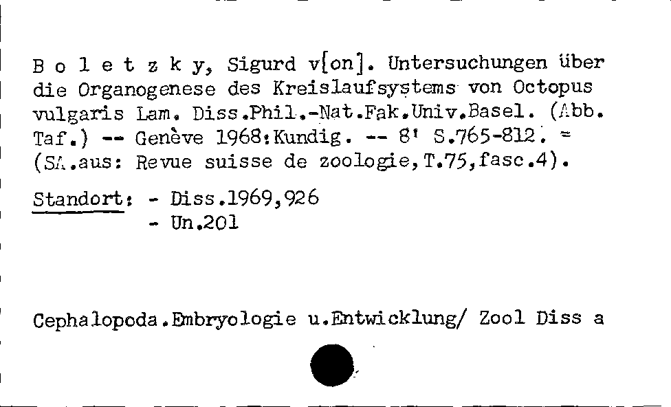 [Katalogkarte Dissertationenkatalog bis 1980]