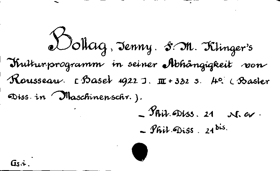 [Katalogkarte Dissertationenkatalog bis 1980]