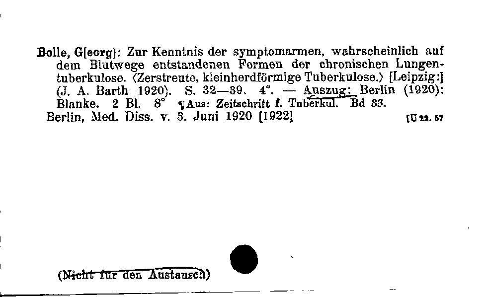 [Katalogkarte Dissertationenkatalog bis 1980]