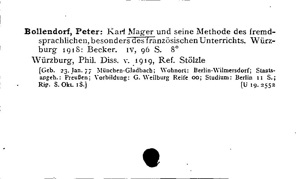 [Katalogkarte Dissertationenkatalog bis 1980]