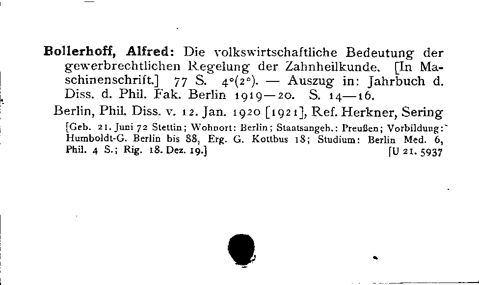 [Katalogkarte Dissertationenkatalog bis 1980]