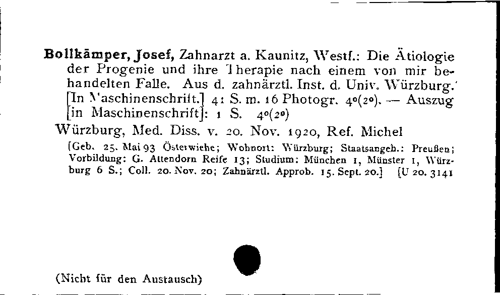 [Katalogkarte Dissertationenkatalog bis 1980]