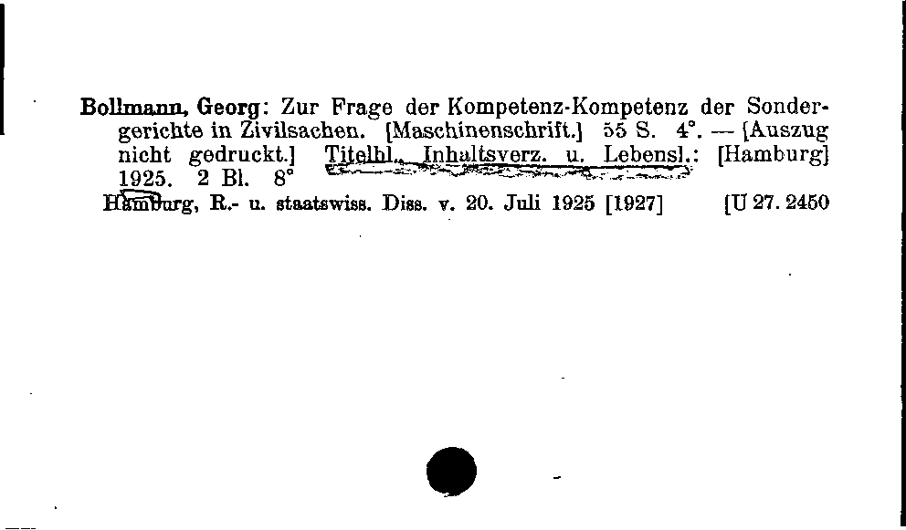 [Katalogkarte Dissertationenkatalog bis 1980]