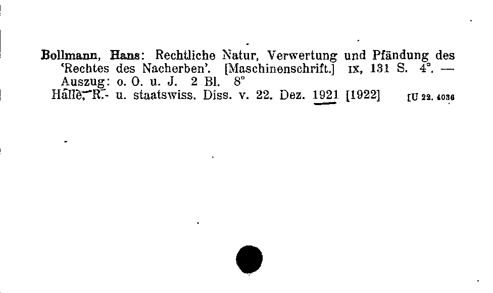 [Katalogkarte Dissertationenkatalog bis 1980]