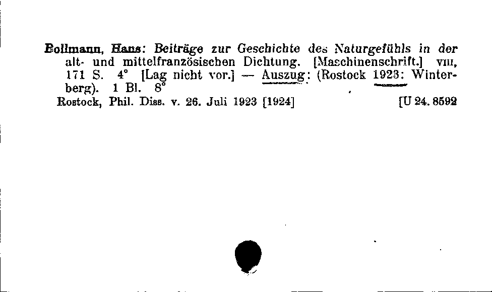 [Katalogkarte Dissertationenkatalog bis 1980]