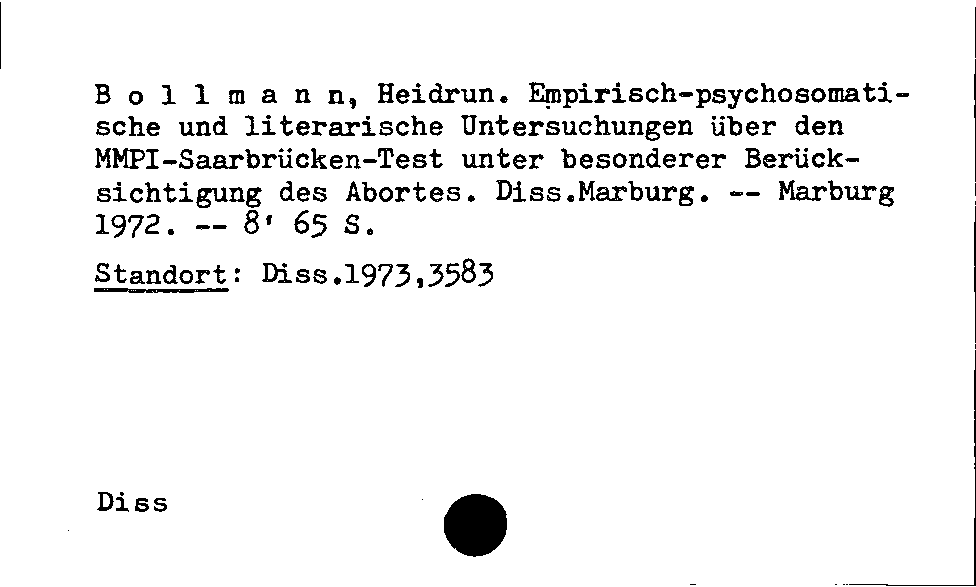 [Katalogkarte Dissertationenkatalog bis 1980]