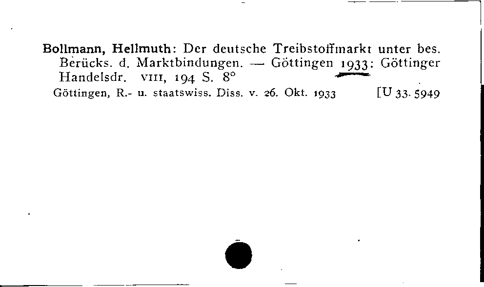 [Katalogkarte Dissertationenkatalog bis 1980]