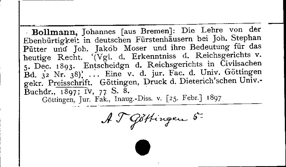 [Katalogkarte Dissertationenkatalog bis 1980]