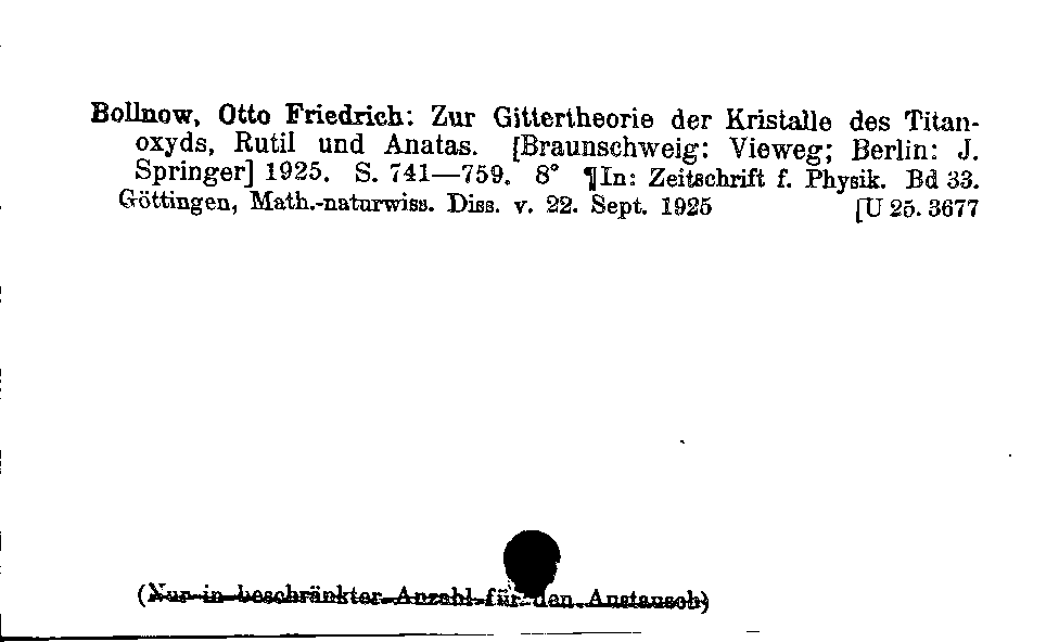 [Katalogkarte Dissertationenkatalog bis 1980]