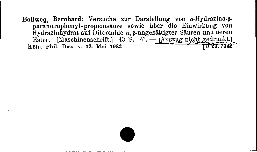 [Katalogkarte Dissertationenkatalog bis 1980]