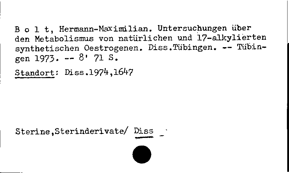 [Katalogkarte Dissertationenkatalog bis 1980]