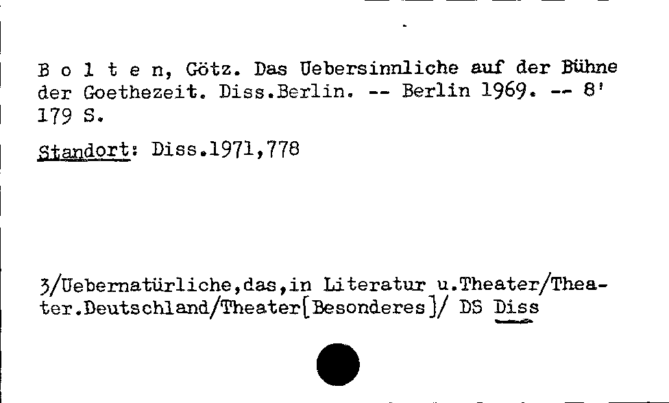 [Katalogkarte Dissertationenkatalog bis 1980]