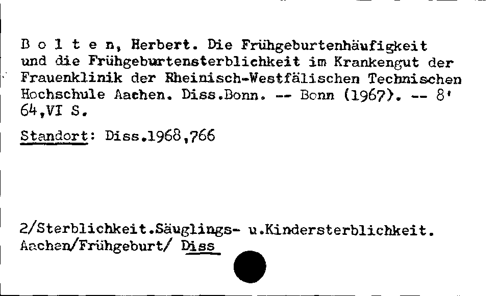 [Katalogkarte Dissertationenkatalog bis 1980]