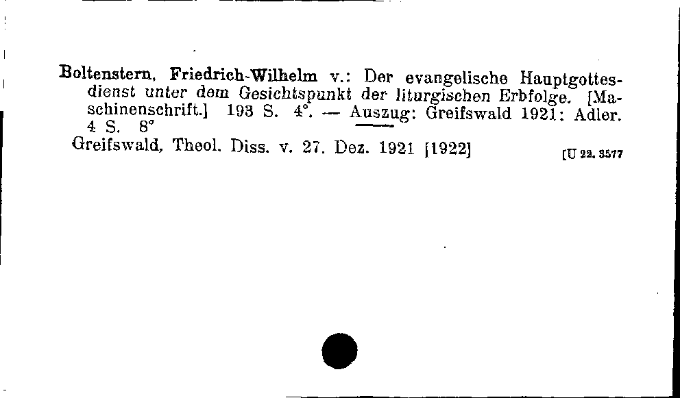 [Katalogkarte Dissertationenkatalog bis 1980]