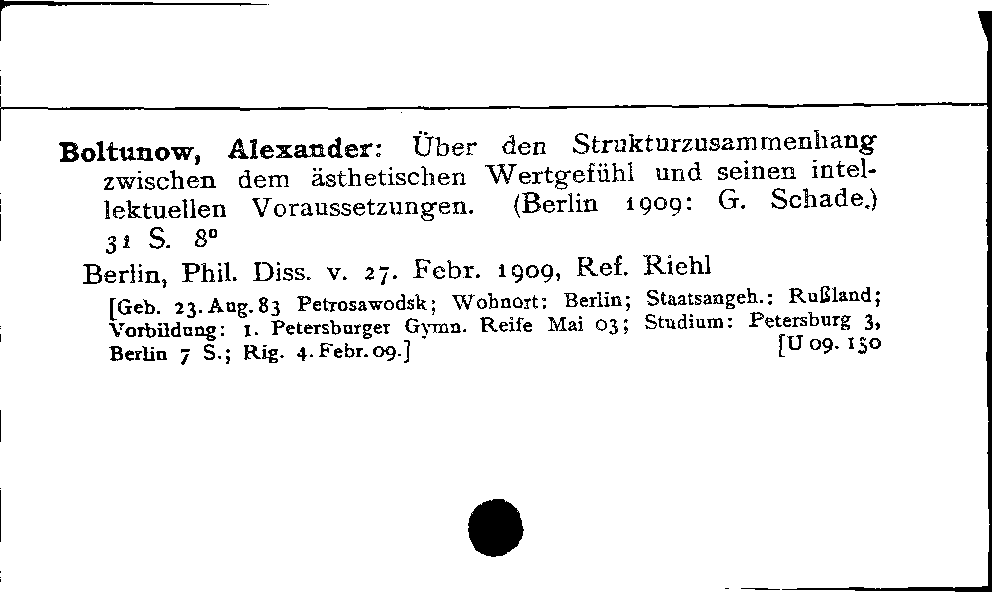 [Katalogkarte Dissertationenkatalog bis 1980]