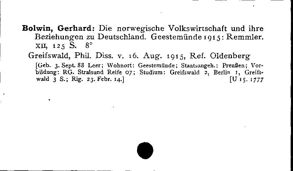 [Katalogkarte Dissertationenkatalog bis 1980]