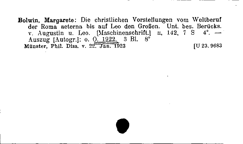 [Katalogkarte Dissertationenkatalog bis 1980]