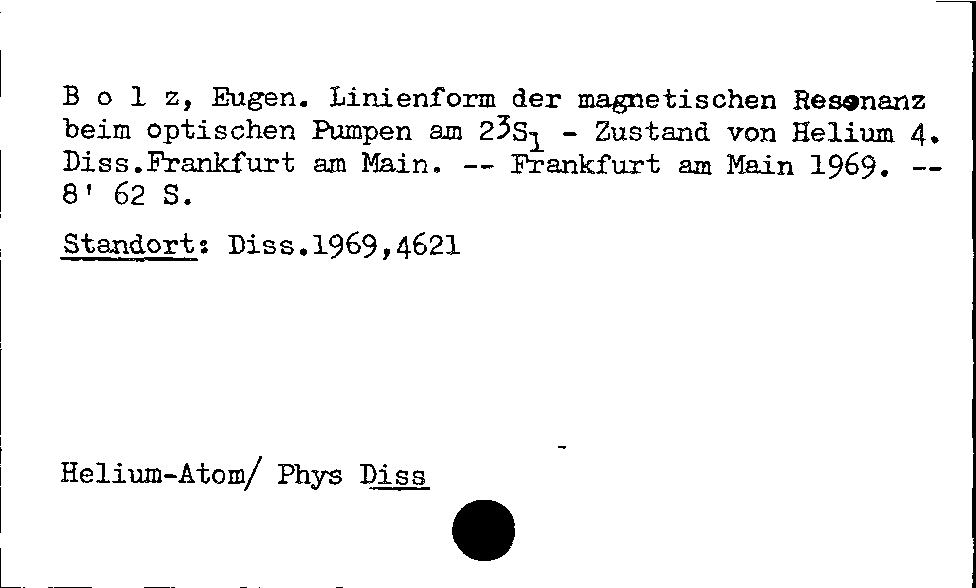 [Katalogkarte Dissertationenkatalog bis 1980]