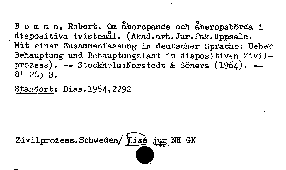 [Katalogkarte Dissertationenkatalog bis 1980]