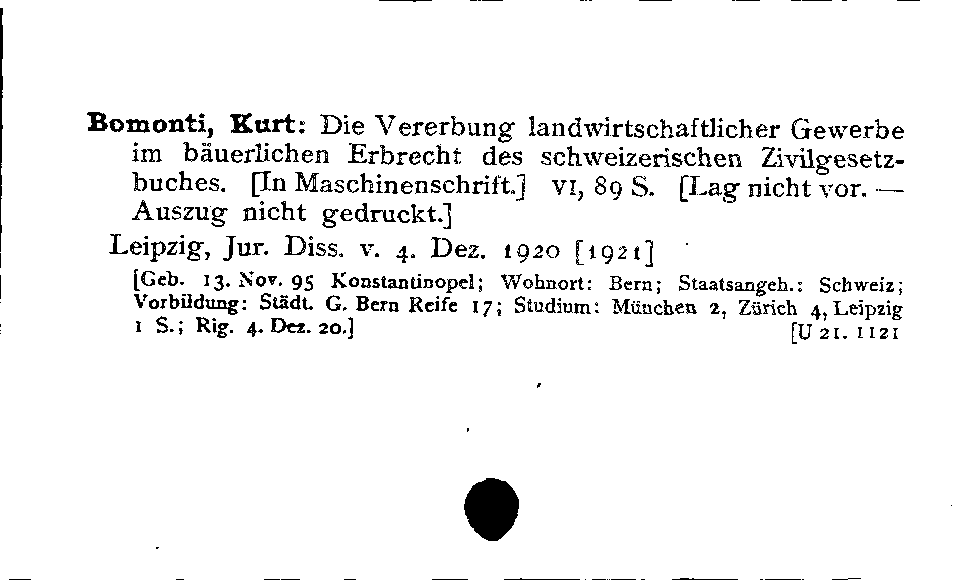 [Katalogkarte Dissertationenkatalog bis 1980]