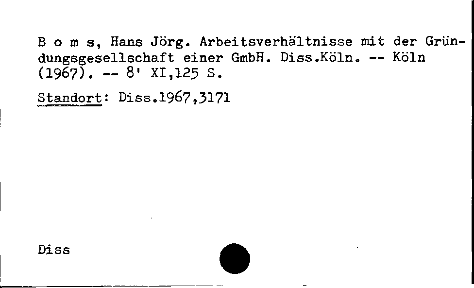 [Katalogkarte Dissertationenkatalog bis 1980]