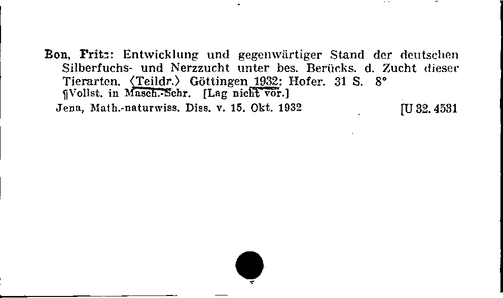 [Katalogkarte Dissertationenkatalog bis 1980]