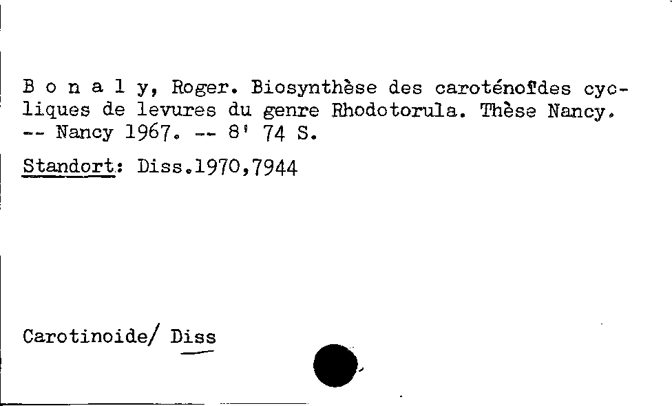 [Katalogkarte Dissertationenkatalog bis 1980]