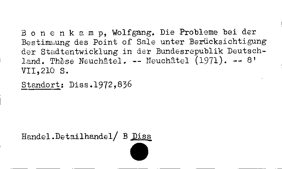 [Katalogkarte Dissertationenkatalog bis 1980]