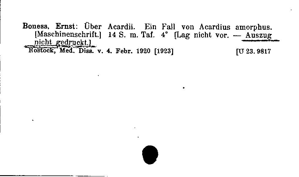 [Katalogkarte Dissertationenkatalog bis 1980]