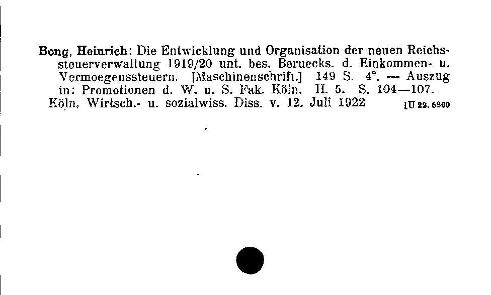 [Katalogkarte Dissertationenkatalog bis 1980]