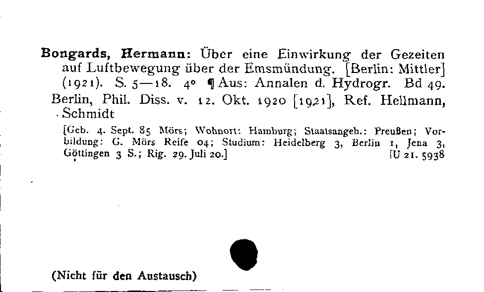 [Katalogkarte Dissertationenkatalog bis 1980]