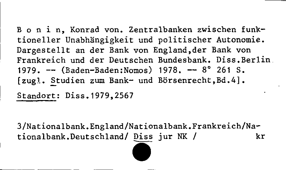 [Katalogkarte Dissertationenkatalog bis 1980]