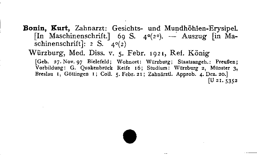 [Katalogkarte Dissertationenkatalog bis 1980]