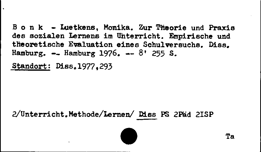 [Katalogkarte Dissertationenkatalog bis 1980]