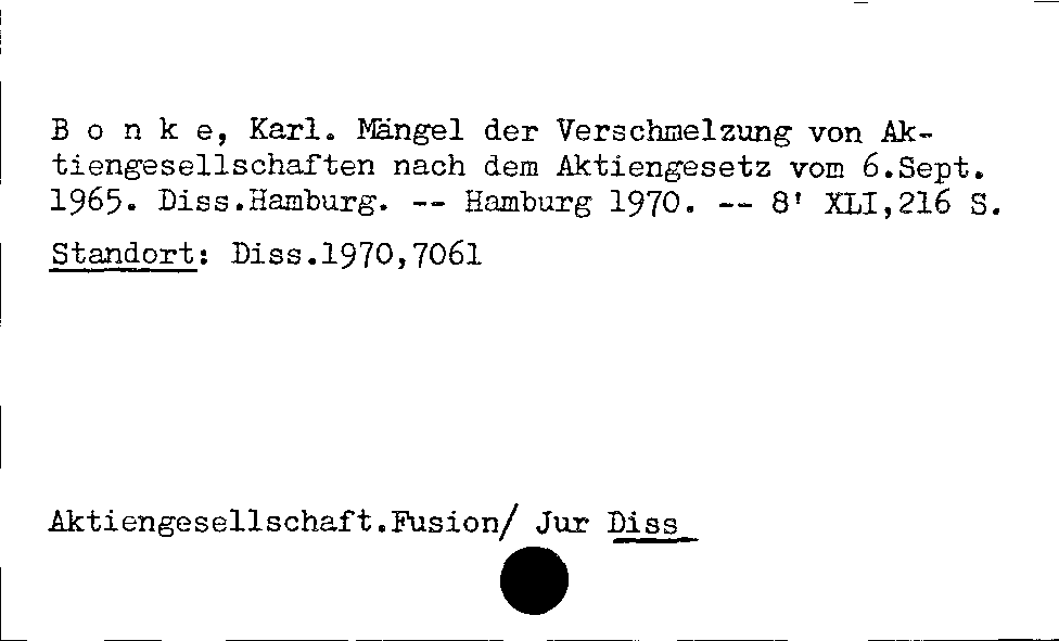 [Katalogkarte Dissertationenkatalog bis 1980]