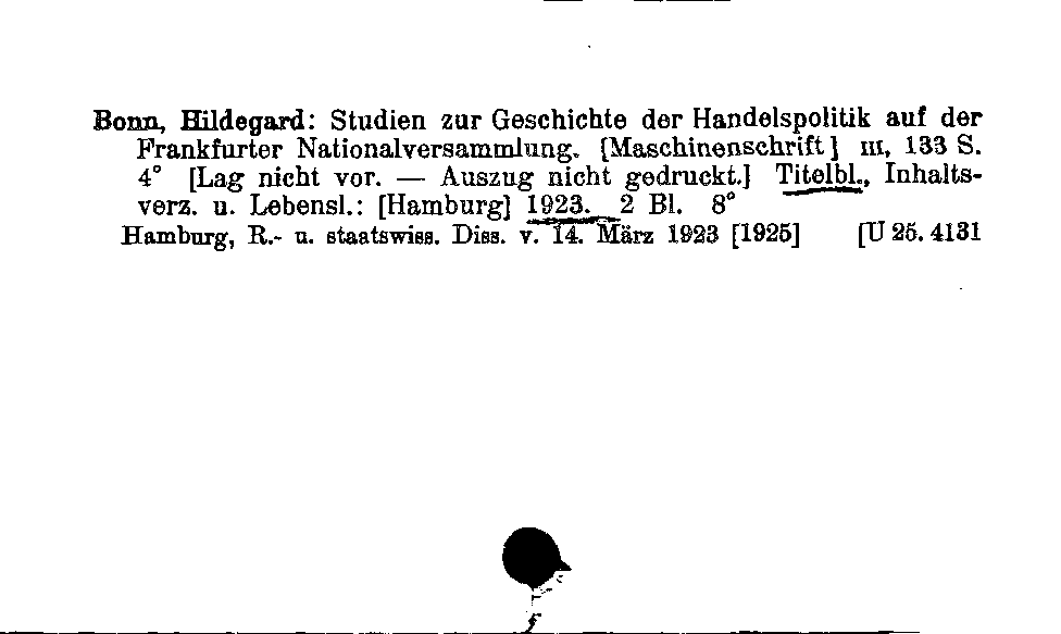 [Katalogkarte Dissertationenkatalog bis 1980]