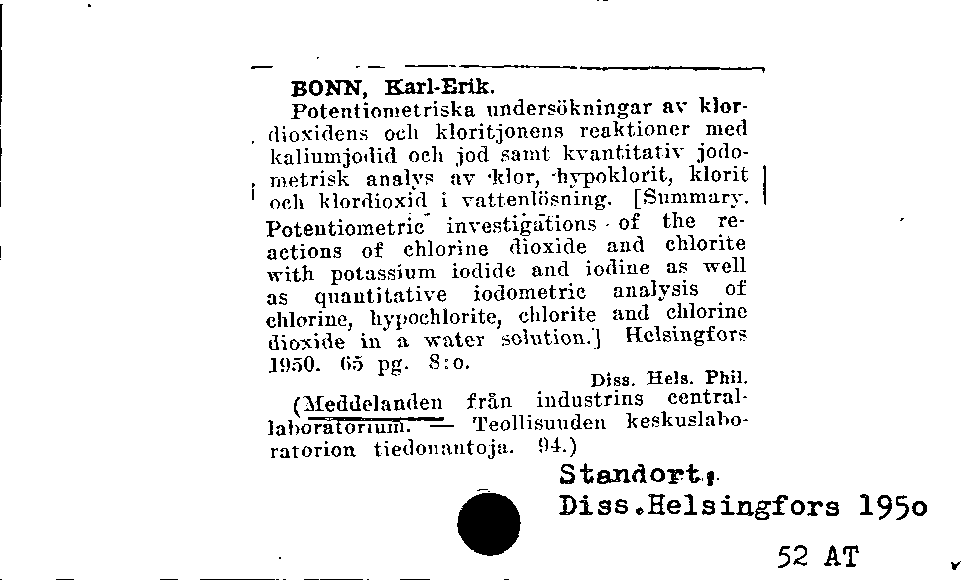 [Katalogkarte Dissertationenkatalog bis 1980]