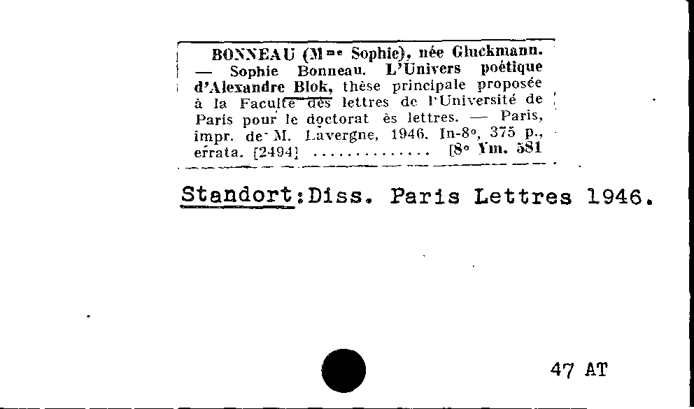 [Katalogkarte Dissertationenkatalog bis 1980]