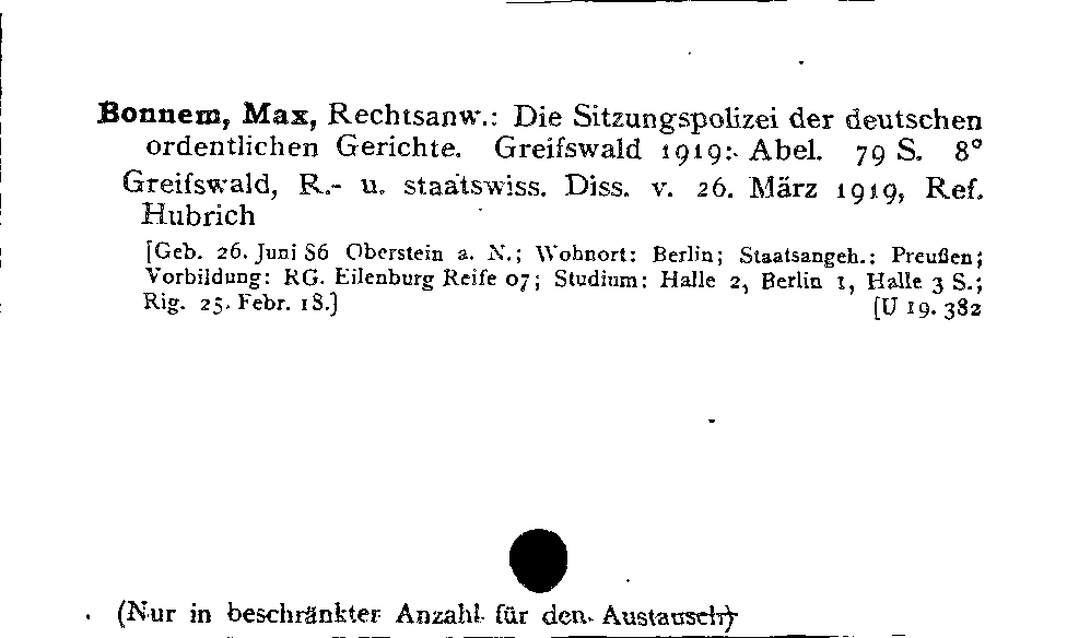 [Katalogkarte Dissertationenkatalog bis 1980]