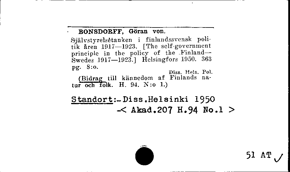 [Katalogkarte Dissertationenkatalog bis 1980]