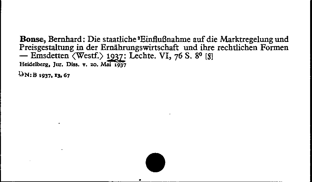 [Katalogkarte Dissertationenkatalog bis 1980]