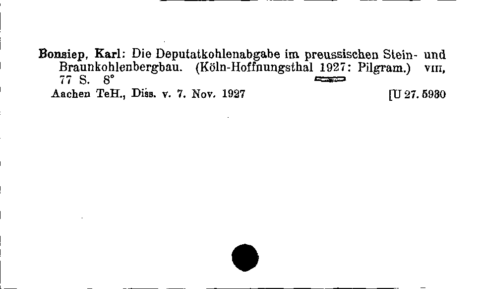 [Katalogkarte Dissertationenkatalog bis 1980]