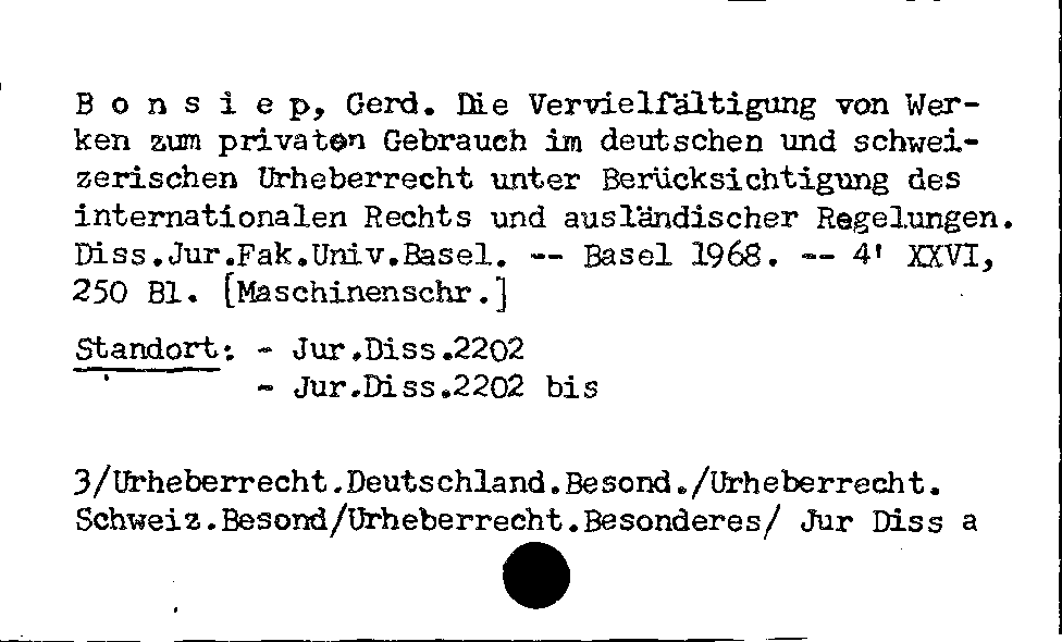 [Katalogkarte Dissertationenkatalog bis 1980]