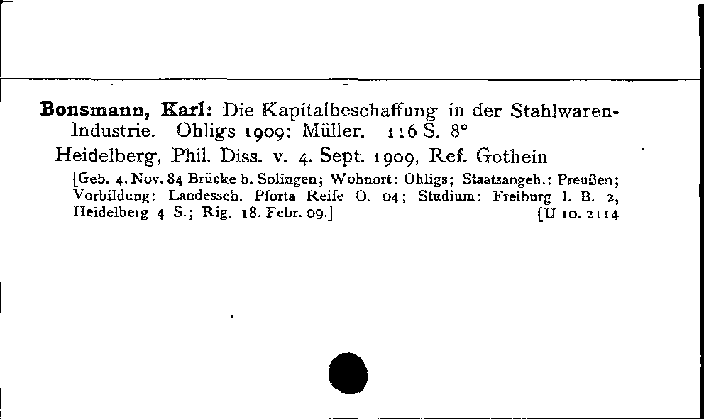 [Katalogkarte Dissertationenkatalog bis 1980]