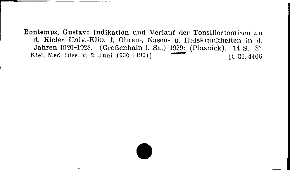 [Katalogkarte Dissertationenkatalog bis 1980]