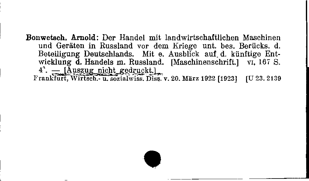 [Katalogkarte Dissertationenkatalog bis 1980]